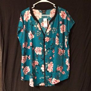 Teal Floral Blouse